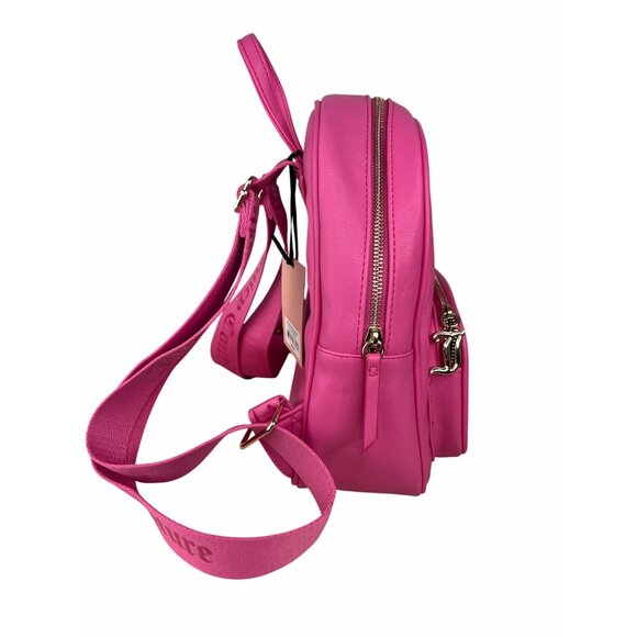 Juicy Couture Hot Pink Faux Leather Mini Backpack With Adjustable Logo Straps - Picture 4 of 10